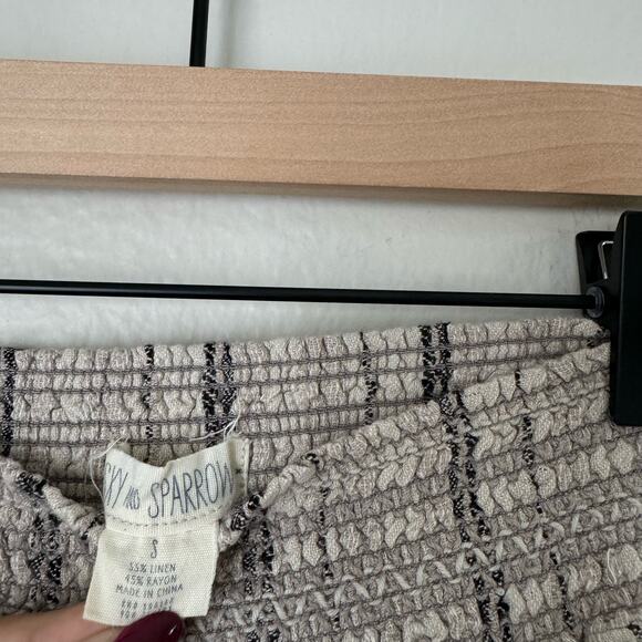 Sky & Sparrow Womens Brown Flowy Pant Linen Blend Stretch Waist Boho Size Small - Picture 5 of 9